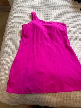 Target One-Shoulder Dress in Bright Fuchsia Pink
